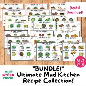 BUNDLE! Complete Themed Mud Kitchen Recipe Collection! Learning Resource for Outdoor Forest School, Montessori, Homeschool, Preschool, Play
