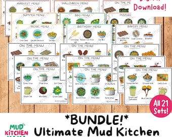 BUNDLE! Complete Themed Mud Kitchen Recipe Collection! Learning Resource for Outdoor Forest School, Montessori, Homeschool, Preschool, Play