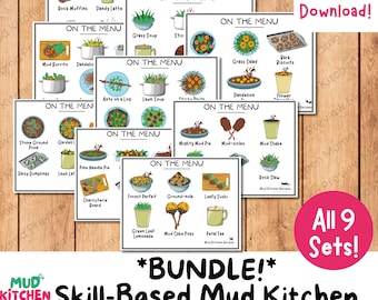 ¡MANOJO! ¡Colección completa de recetas de cocina de barro basadas en habilidades! Recurso de aprendizaje para la escuela forestal al aire libre, Montessori, educación en el hogar, preescolar