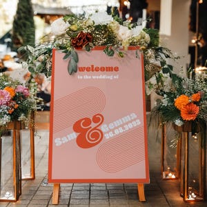 Cartello di benvenuto per matrimonio &quot;Retro Tango&quot; / Decorazioni per matrimonio retrò audaci / Benvenuti al nostro stand per cartelli per matrimonio Cartello di benvenuto personalizzabile con download digitale