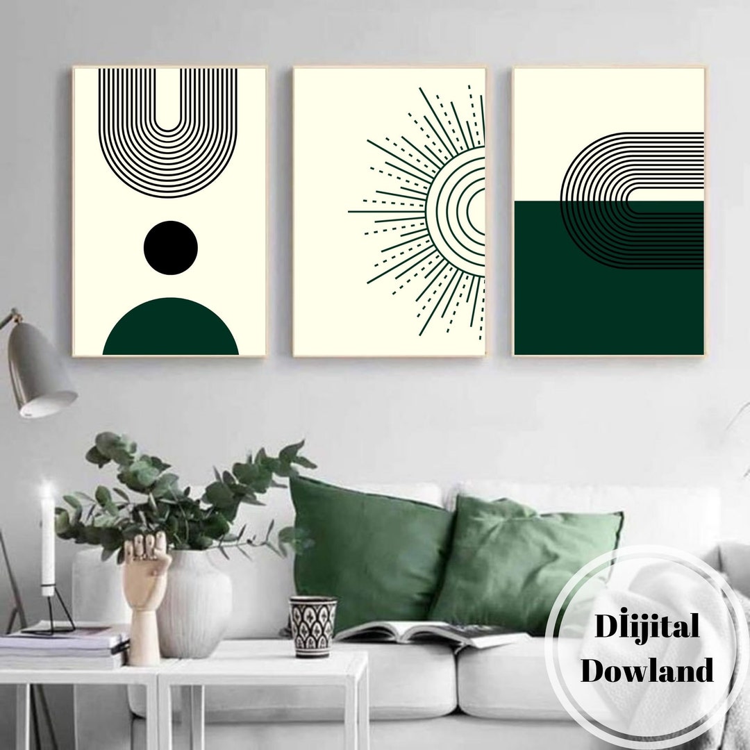 Mid Century Modern Art Print Set of 3 Neutral Modern Wall - Etsy