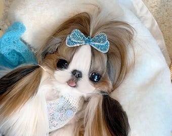 Handmade Starfish Pet Hair Clip with Swarovski Crystals