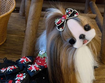 Blackberry Pet Bow Clip - Crystal Elegance for Your Furry Friend