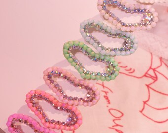 Handmade Pet Bubble Bead Heart Clip with Swarovski Crystal