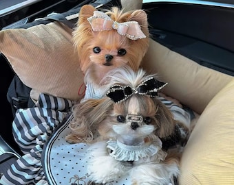 Luxury Velvet Dog Hair Clips with Swarovski Crystals - "Waltz of Velvet" Collection