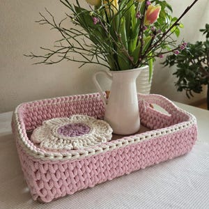 Bandeja de crochê, bandeja de café da manhã, feita à mão.