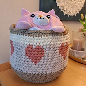 Cestino a forma di cuore, cestino regalo, cestino porta-giocattoli rotondo, grande.