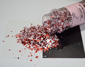 HD 222109 Custom Mixed Red and White Metallic Chunky Mix Glitter