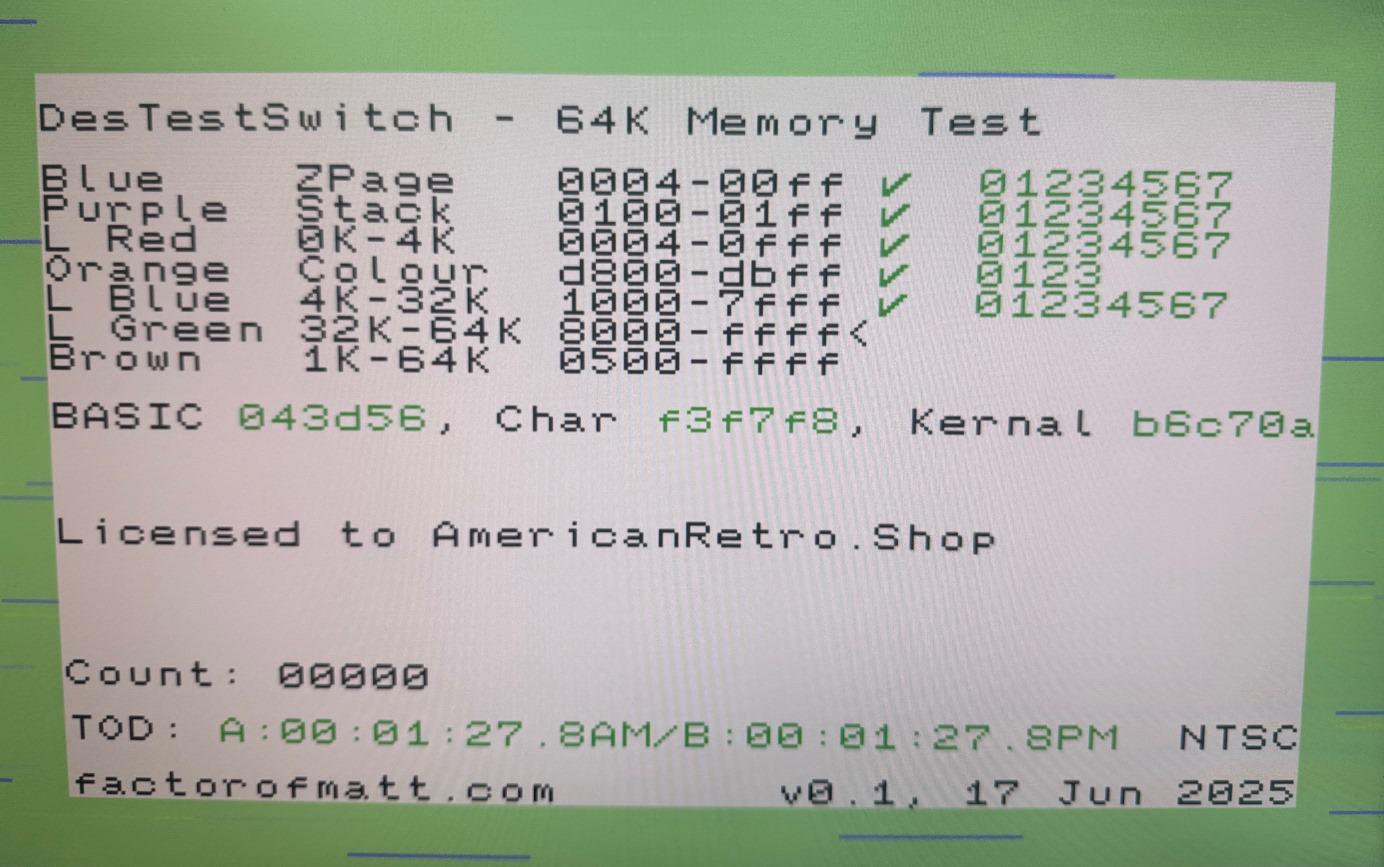 Destest Max-switch – Commodore 64 / 128 – Full 64K RAM Test