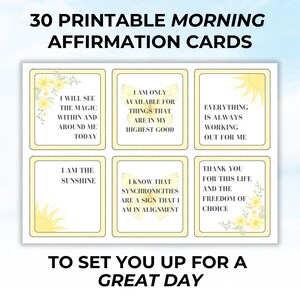 Afirmaciones matutinas para una mentalidad positiva / Baraja de afirmaciones imprimible para establecer metas y vivir con propósito / Afirmaciones para un buen día