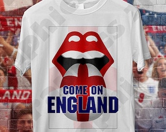 Kom op Engeland.  Engelse vlag. Wit T-shirt met St. George's vlag.