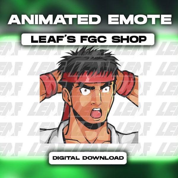 Ryu Shocked Animated Street Fighter Emote for Twitch & Discord