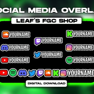 Custom Social Media Overlay For Twitter Twitch Tiktok Discord Instagram Youtube