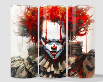 IT Clown Tumbler Wrap - Inkstyle Horror Movie Design (Digital Download PNG)