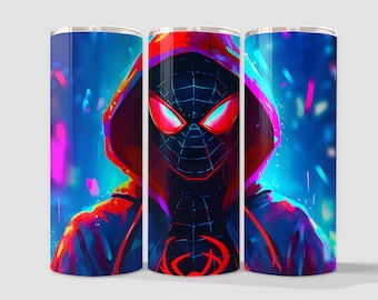 Miles Morales Tumbler Wrap – Black and Red Design (Digital Download PNG)
