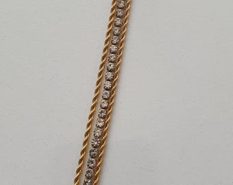 Gold Stainless Steel Bracelet with Zircon Stones