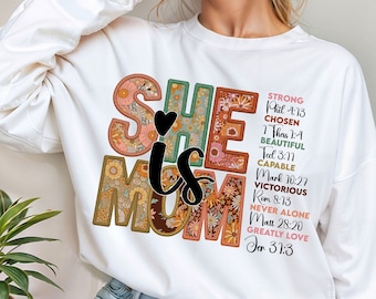She is Mom PNG I She is Strong PNG I Bible Verse I Mom Sublimation I Empowered Women I Strong Mom Png I Christian Mom Png I Mother's Day Png