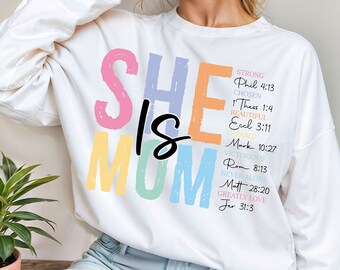She is Mom PNG I She Is Strong PNG I Mother's Day PNG I Christian Mom Png I Christian Mother Png I Gift For Mom I Mom Life Png I Blessed Mom
