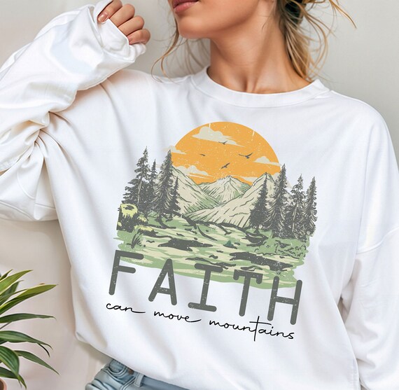 Faith Can Move Mountains PNG I Christian Retro PNG I Easter PNG I Easter Sublimation I Christian Png I Faith Png I Bible Verse Png I Easter