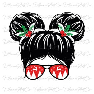 Christmas Messy Bun PNG I Messy Bun With Glasses PNG I Mom Life PNG I Christmas Png I Christmas Tree Png I Messy Bun Png I Christmas Files I