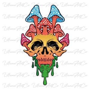 Clipart Psychedelic Art Magic Mushroom Skull PNG Magic Mushroom Png Psychedelic Art PNG, Skull PNG, Magic Mushroom Art