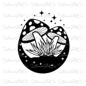 Magic Mushroom SVG Mystical Moon with Mushroom Svg, Mystical Mushroom Svg, Mushroom Svg, Mystical Moon Svg, Magic Svg, Floral Moon Svg