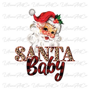 Leopard Baby Santa PNG I Retro Christmas Digital Download I Christmas PNG I Vintage Santa Clipart I Vintage Christmas Printable Shirt PNG
