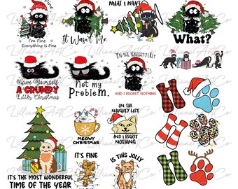 14 PNG Merry Catmas Bundle PNG File I Meowy Christmas PNG I Christmas Cats I Cute Cat Christmas I Merry Christmas Party Digital Downloads I
