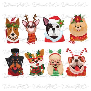 Christmas Animals Bundle PNG I 8 PNG Christmas Animal I Holiday Images with Santa Hats Animal I Instant Digital I Download I Commercial Use