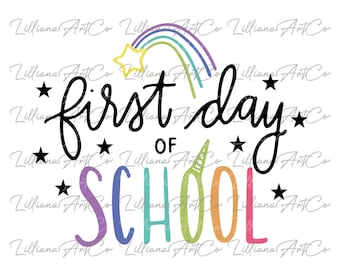 Happy First Day of School SVG Digital Design, School Clipart for Shirts, Teachers, Kids, Students, Fun, Back To School Svg Jpg Png Pdf Ai