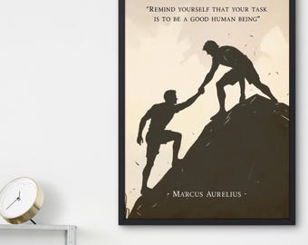 Amor Fati Marcus Aurelius Quote Memento Mori Stoic Framed Poster, Stoicism Gift Idea Frame, Cardinal Virtues, Development & Motivation