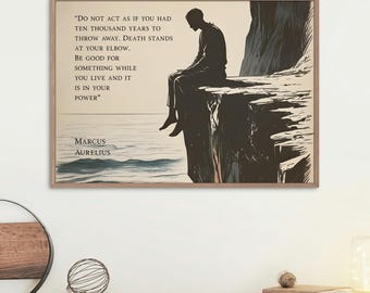 Marcus Aurelius Memento Mori Poster, Stoic Philosophy Wall Art, Stoicism Amor Fati Horizontal Quote Print
