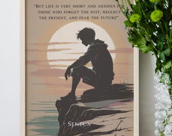 Custom Seneca Quote Stoic Rolled Poster, Exercise of Stoicism Wall Art, Cardinal Virtues, Memento Mori & Amor Fati Decor, Stoic Gift idea
