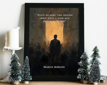 Marcus Aurelius Quote Frame, Memento Mori Stoicism Philosophy Framed Poster, Cardinal Virtues & Amor Fati