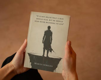Marcus Aurelius Personal Growth Stoic Journal, Stoicism Motivational Custom Hardcover Notebook, Cardinal Virtues Art