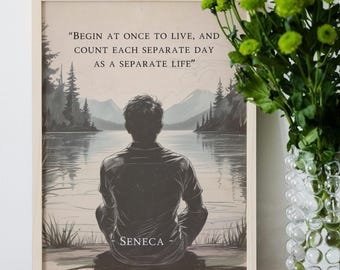 Memento Mori Seneca Quote Stoic Rolled Poster, Amor Fati Exercise of Stoicism Poster, Cardinal Virtues & Inspirational Philosophy Wall Art