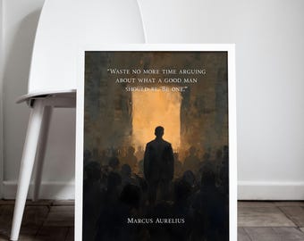 Marcus Aurelius Quote Poster, Stoicism Motivational Amor Fati Wall Art, Stoic Gift Idea, Cardinal Virtues Decor & Memento Mori