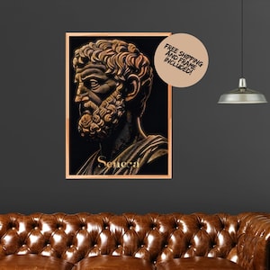 Seneca Bust Stoicism Framed Poster, Inspirational Stoic Wall Art, Motivational Philosophy Decor for Home Office & Living Room