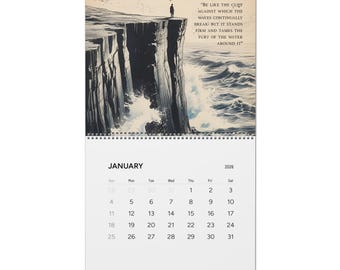 2026 Marcus Aurelius Quote Wall Calendar - Exercise of Stoicism Decorations Monthly Planner, Home Decor & Stoic Gift Idea, Cardinal Virtues