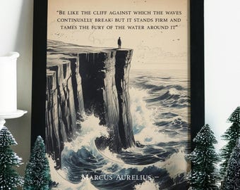 Marcus Aurelius Rome Quote Memento Mori Stoic Framed Poster, Stoicism Philosophy Frame, Cardinal Virtues, Development & Amor Fati