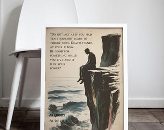 Marcus Aurelius Memento Mori Frame, Stoic Framed Poster, Stoicism & Cardinal Virtues Wall Art, Development