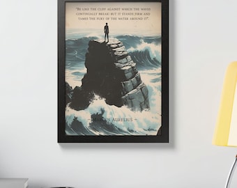 Marcus Aurelius citat Inramad affisch, Utövande av stoicism Filosofi Ram, Memento Mori & Amor Fati Kardinaldygder, Stoisk presentidé