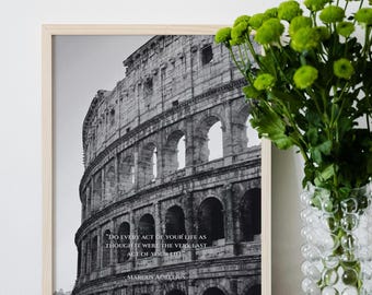 Marcus Aurelius Quote Poster, Stoicism Rome Amor Fati Wall Art, Memento Mori Stoic Gift Idea, Cardinal Virtues Decor