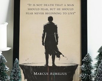 Marcus Aurelius Rome Stoic Framed Poster, Memento Mori Stoicism Quote Philosophy Frame, Cardinal Virtues, Development & Motivation