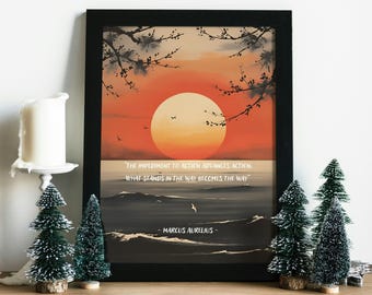 Marcus Aurelius Stoicism Quote Poster, Memento Mori & Amor Fati Wall Art, Personal Growth Stoic Print