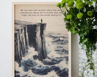 Marcus Aurelius stoicism citat rullad poster, disciplin Rom Amor Fati väggkonst, stoisk presentidé, kardinal dygder dekor, personlig utveckling