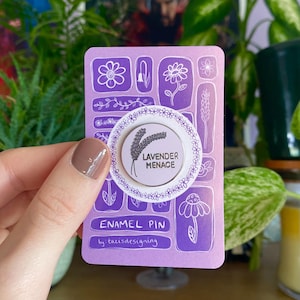 Lavender menace lesbian enamel pin