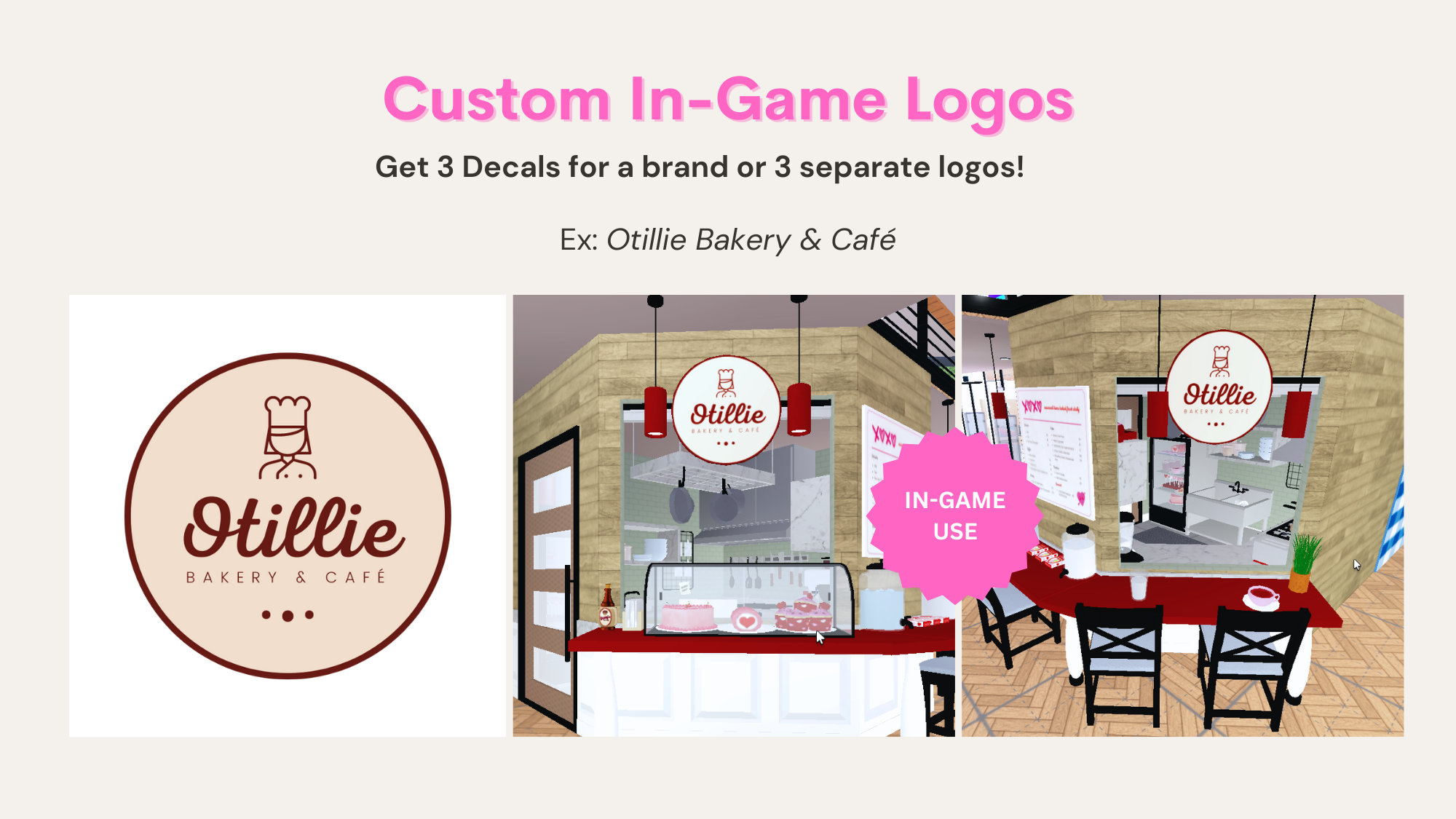 roblox bloxburg restaurant logo sign decals  Cafe decal codes bloxburg,  Logo restaurant, School decal