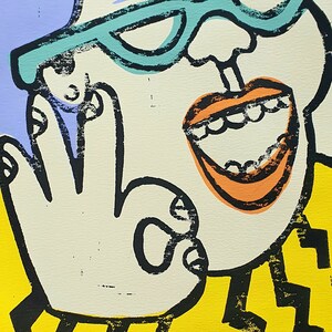OK Guy NO. 1 Illustration Linoldruck Kunstdruck Linolprint Design Dekoration Gouache