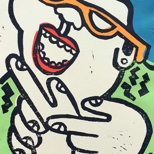COOL Guy NO. 2 Illustration Linoldruck Kunstdruck Linolprint Design Dekoration Gouache